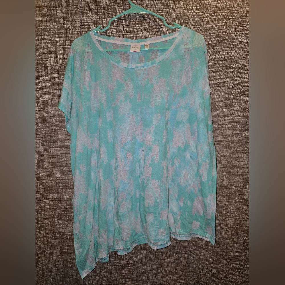 Women's Aqua Tie-Dye Top